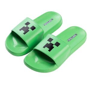 Minecraft Boys Creeper TNT EVA Sliders / Black/Green Print